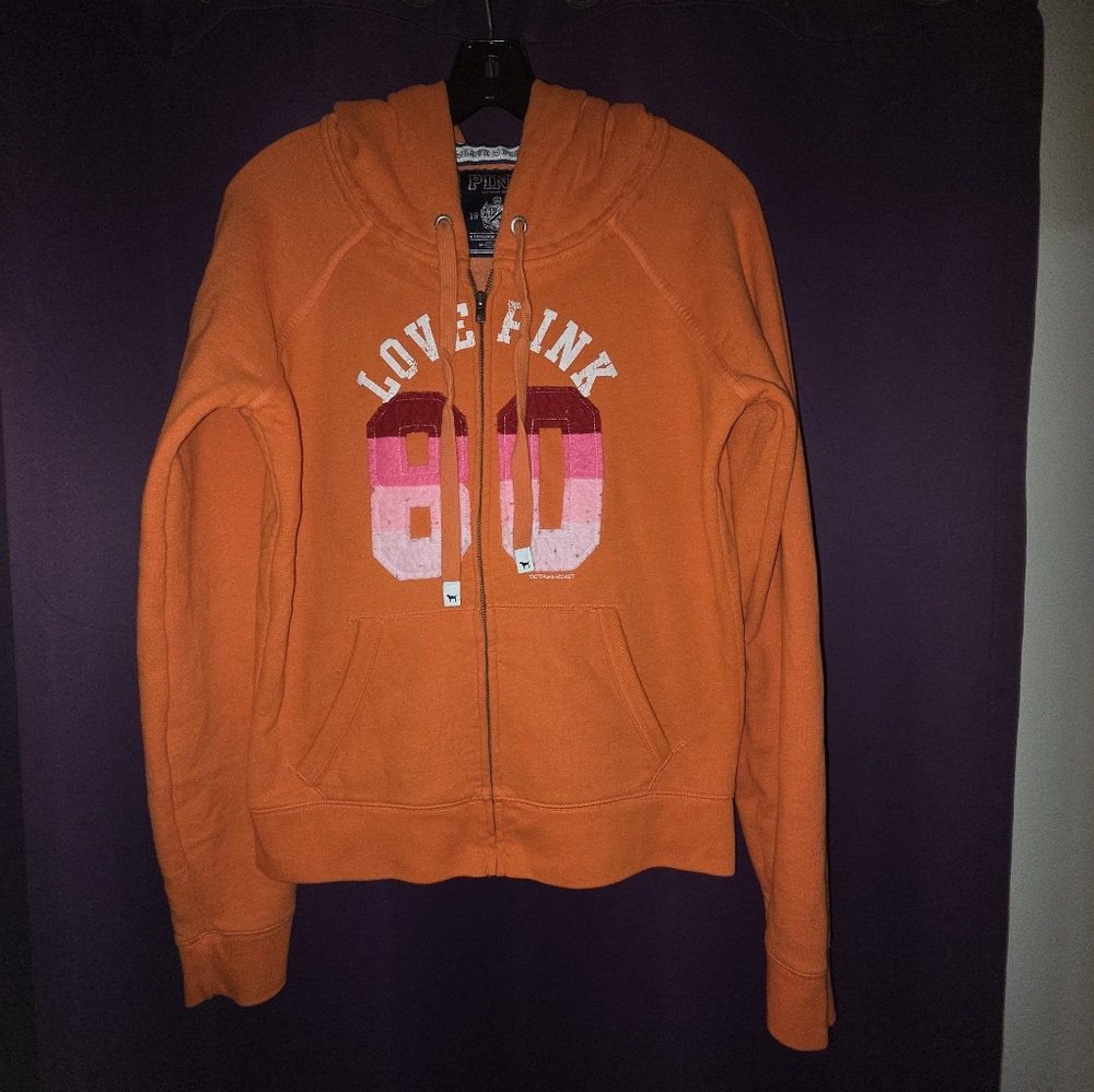 Pink Victorias Secret Orange Y2k Women's Hoodie